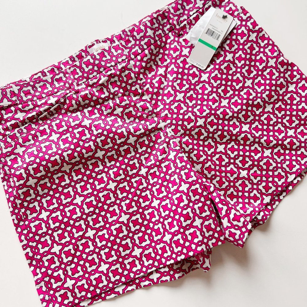 Laundry by Shelli Segal Magenta Multi Shorts Geometric Print Womens Size 8 Pink